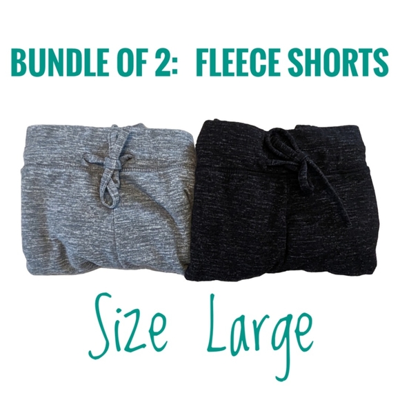 32 Degrees Pants - Fleece Lounge Shorts, Bundle of 2! Black and Grey, size Large